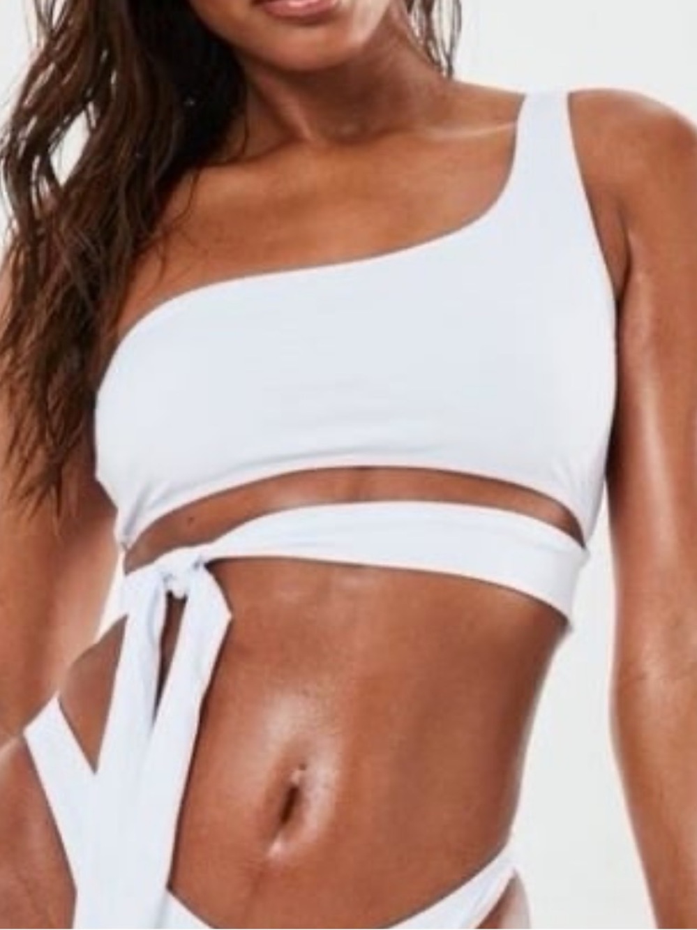 NWOT Missguided One-Shoulder White Wrap Bikini Top